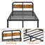 Lit plateforme très grand en métal noir avec tête de lit en bois massif foncé de 40 po, rangement sous le lit, support silencieux, aucun sommier tapissier requis-1034755524-1026695244