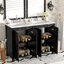 Ensemble de meuble-lavabo 48 po avec lavabos doubles (séparés), lavabos doubles en céramique, tablette de rangement et portes à fermeture en douceur 48 po