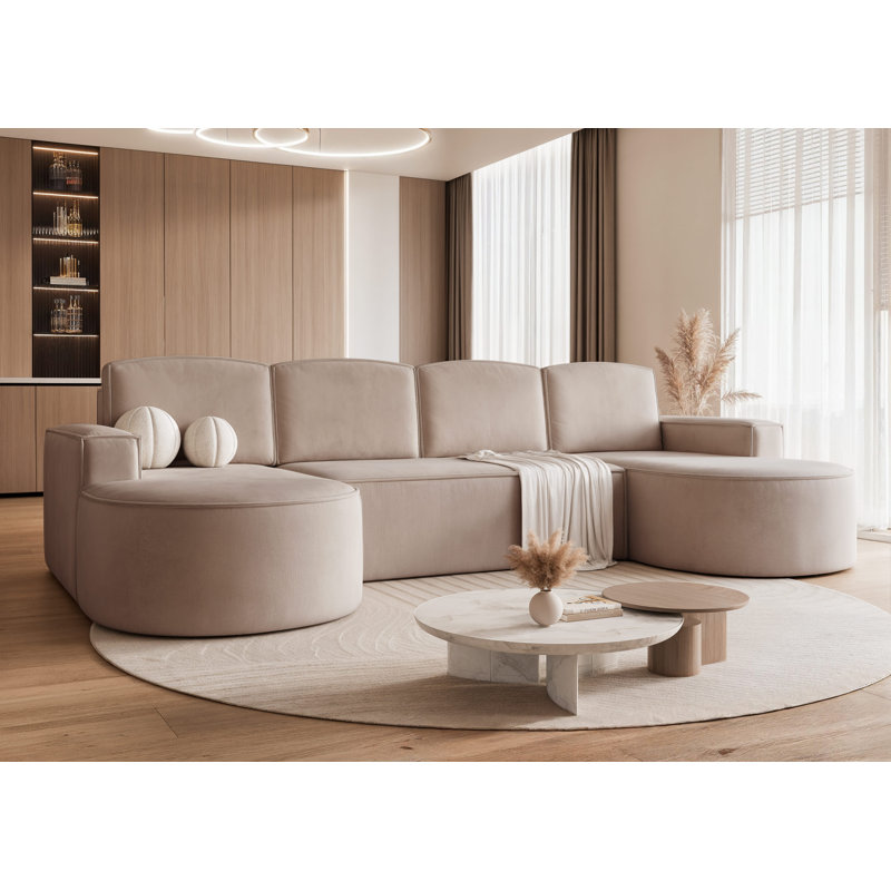 6 Seater Corner Sectional, Blush Pink