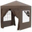 2 X 2m Pop Up Garden Gazebo, Water Resistant Party Marquee Tent With Removable Sidewalls, Large Windows, Powder Coated Steel Frame And Carry Bag, Coffee