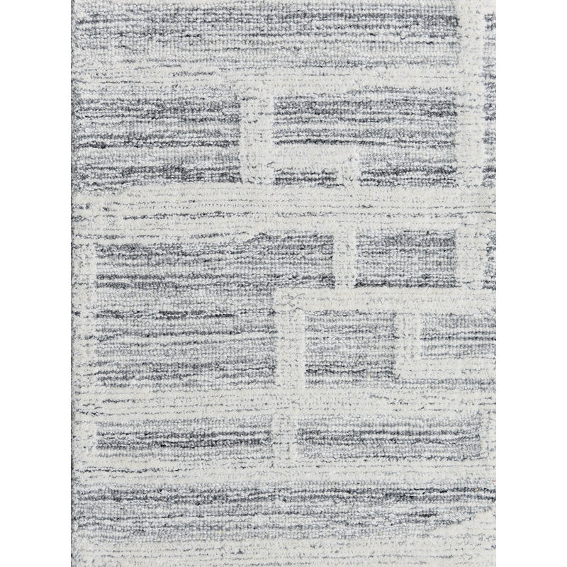 Park City Hand Tufted Geometric Area Rug in Gray/Ivory, Rectangle 8' x 10'