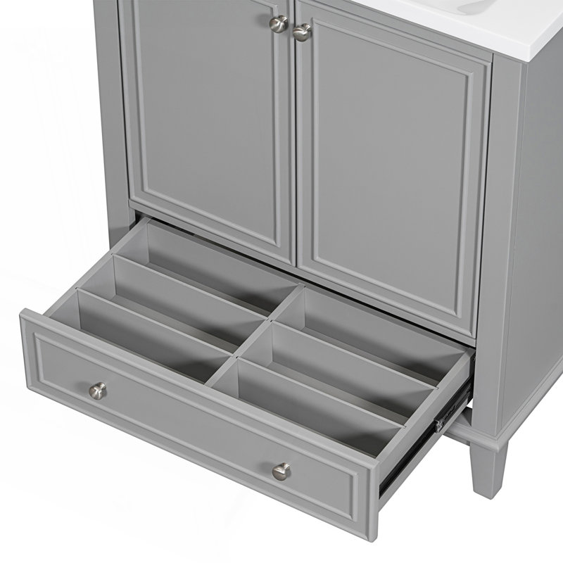 Meuble-lavabo de salle de bain avec lavabo, Gris