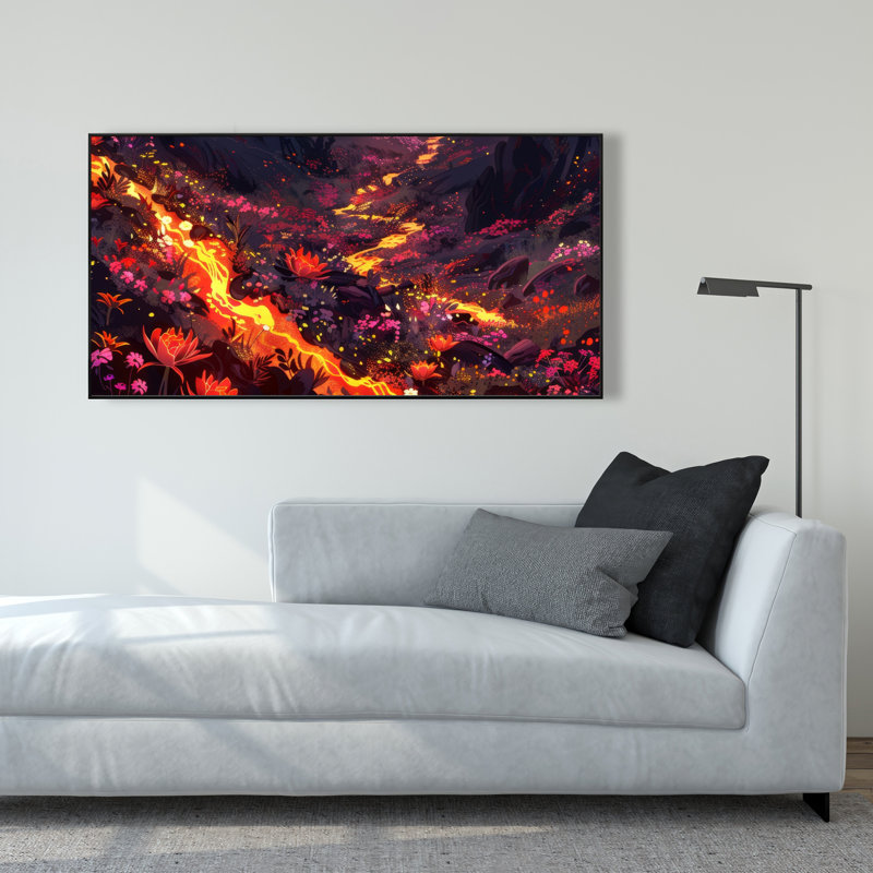 Bloom and eruption - 24"x48" Framed canvas