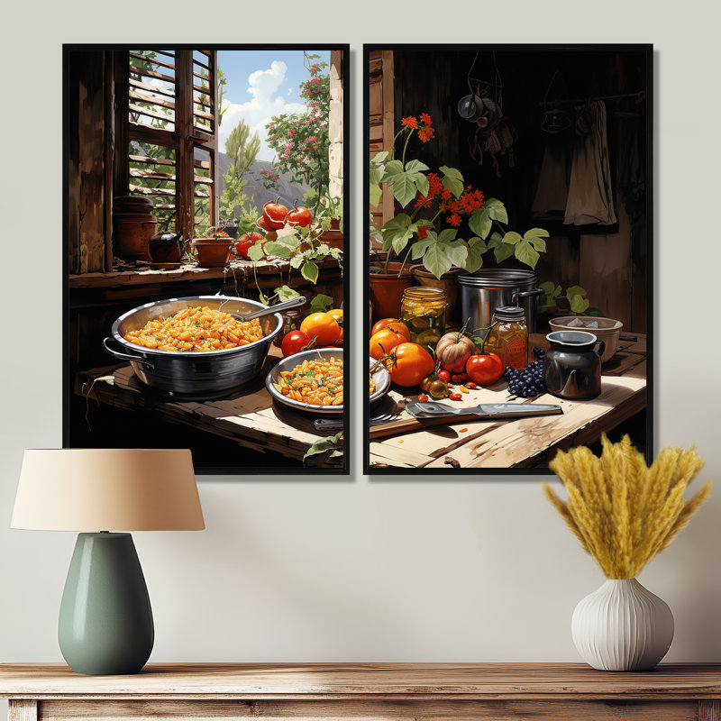 Cuban Cuisine Flavourful III - Large Cuba, impression d'art sur toile, ensemble de 2, Noir, H 36 po x l 48 po
