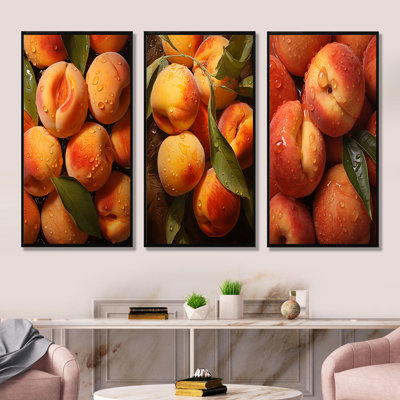 «Earthy Umber Peach Portraiture», ensemble de 4 reproductions d'art mural fruits