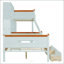 Lit simple superposé au dessus d'un lit double avec bureau
