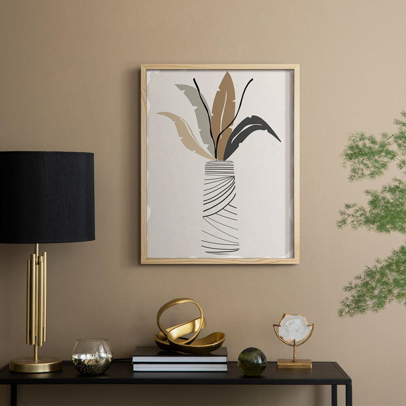 Palm Arrangement II Framed Print - Solid Wood, 11" H x 9" W