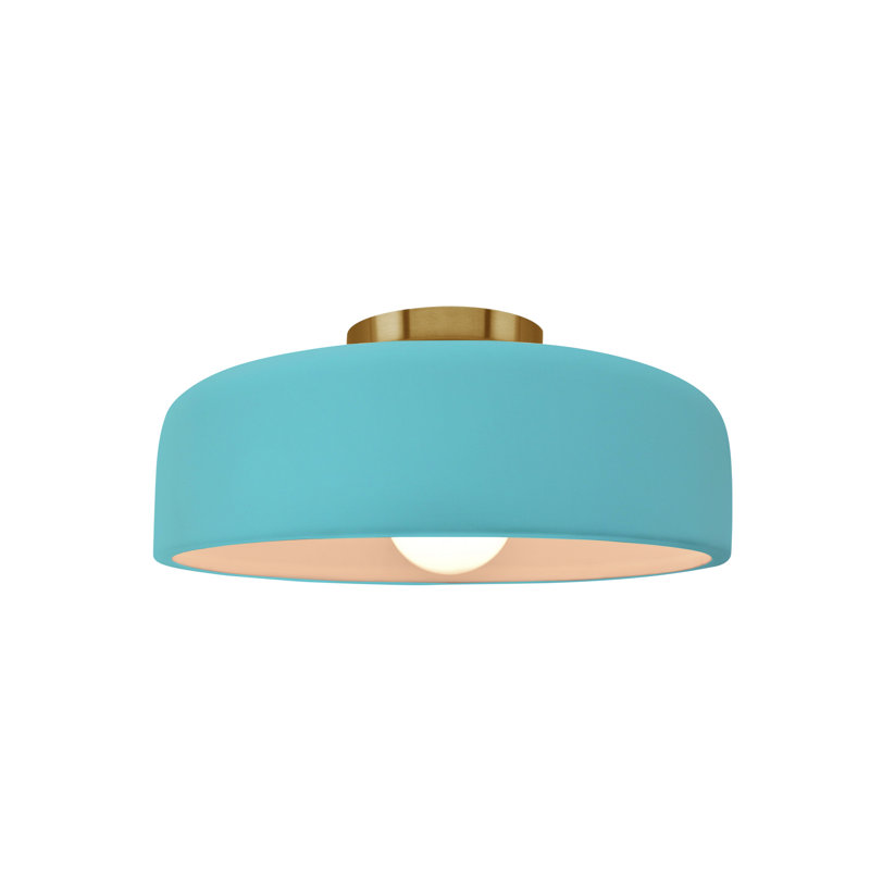 Radiance Ceramic Semi Flush Mount - Replaceable Bulb, Reflecting Pool, Brushed Brass, 6" H x 10" W x 10" D