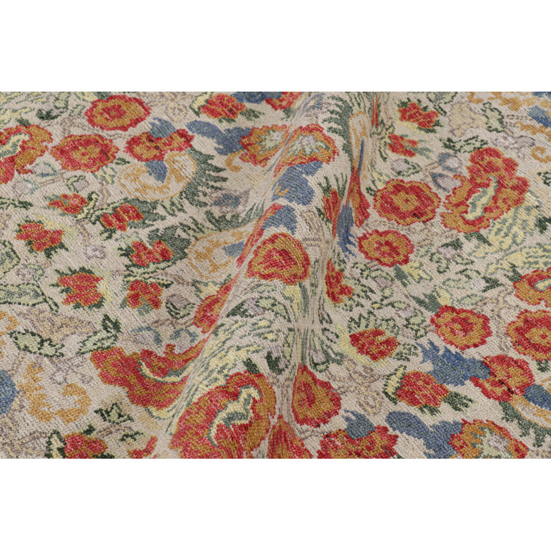 Rug & Kilim’S Classic Rug In White With Floral Patterns, Rectangle 8' x 10'