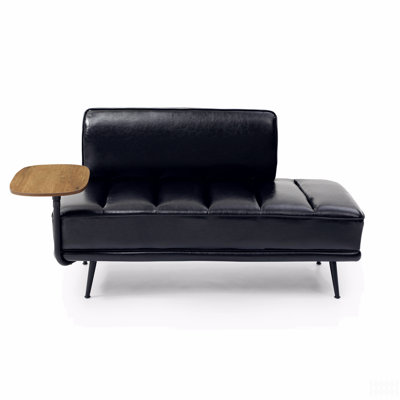 55"Inch Width Modern End Of Bed Bench,Faux Leather Upholstered With Side Table, 360-Degree Swivel Tray Couch,Entryway Ottoman,Window Bench With Metal by Wrought Studio