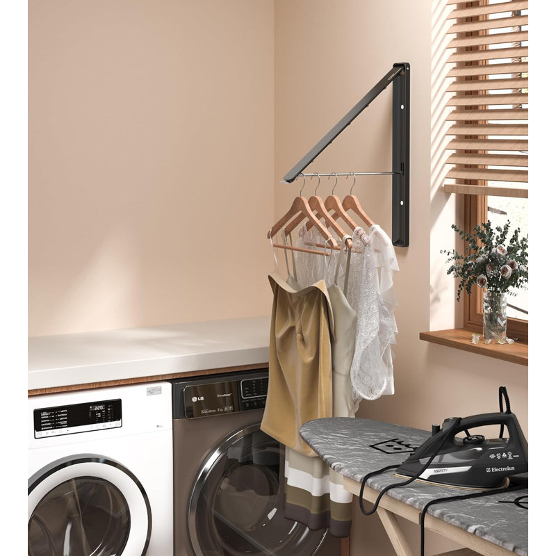 Metal Foldable Wall-Mounted Drying Rack, Black