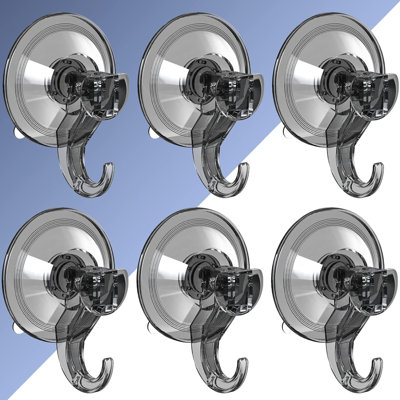 6 Pcs Suction Cup Hooks Shower Wall Suction Cup Hangers Removable Reusable for Bathroom Kitchen