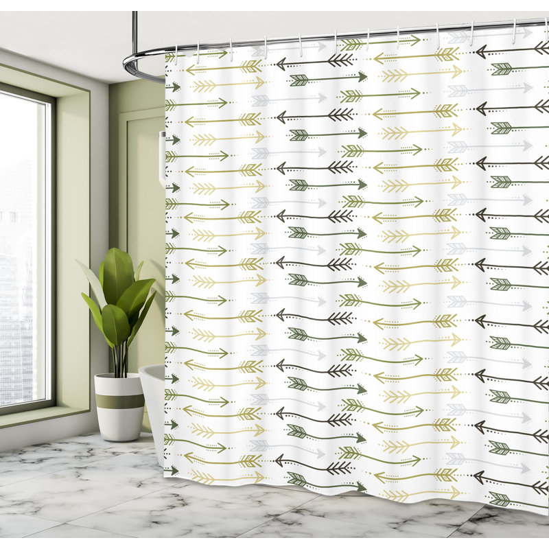 Shower Curtain with Hooks Included, 75" H x 69" W, Khaki Black/Gray