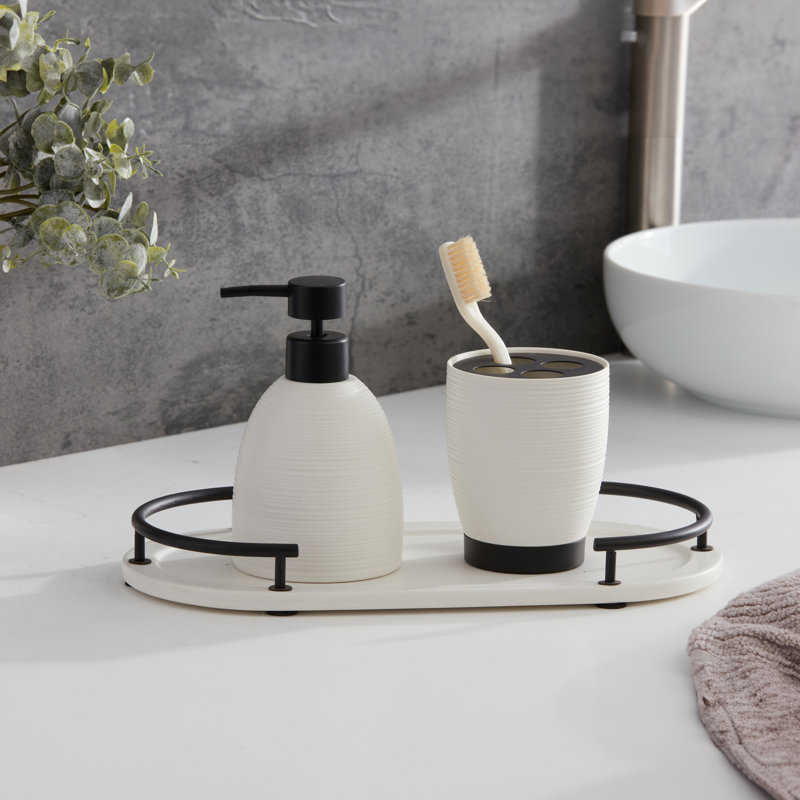 Ensemble d'accessoires de salle de bain 3 pièces, Dubaï, Garniture noire