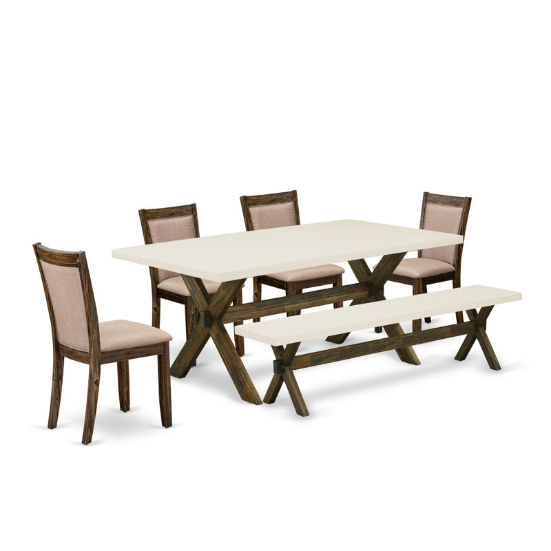 Ensemble repas, Blanc cassé, 6, Kaki foncé