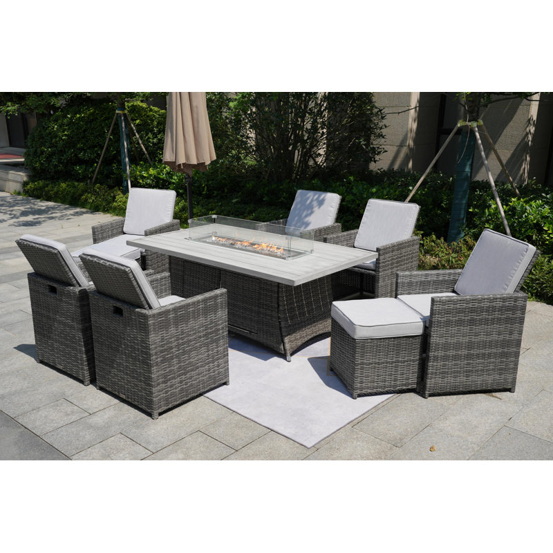 Rectangular 8 - Person Dining Set with Cushions