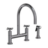 East Linear Kitchen Bridge Faucet with Side Spray