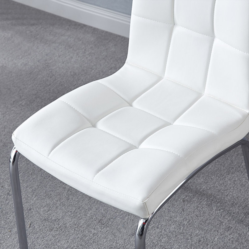 Burcker Tufted Upholstered Side Chair, White