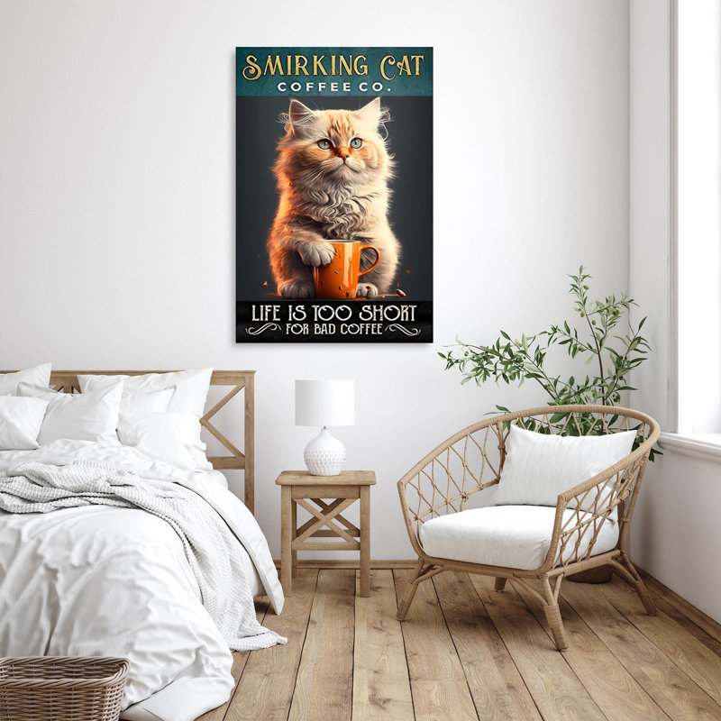 Smirking Cat Coffee Co - 1 pièce graphique rectangulaire Smirking Cat Coffee Co, H 20 po x l 16 po x P 1,25 po