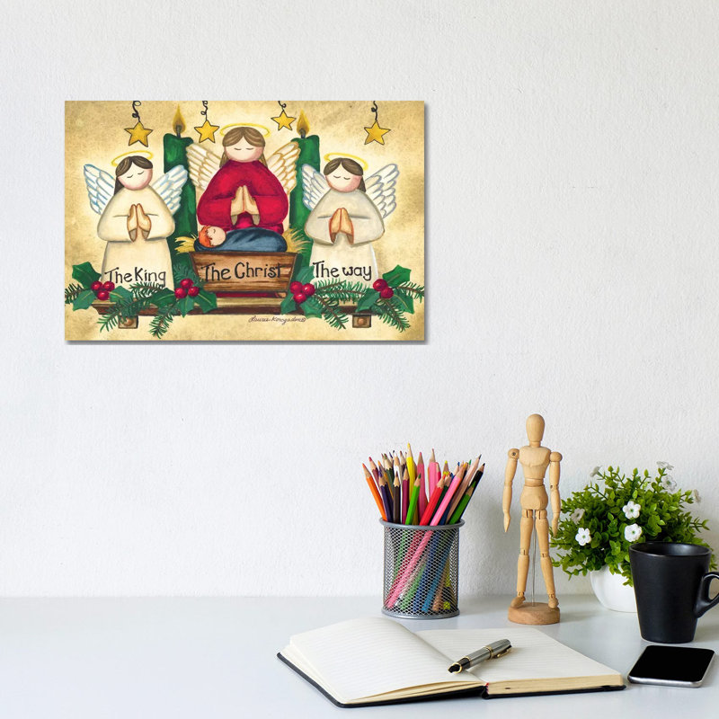Praying Angels by Laurie Korsgaden - Wrapped Canvas Painting, 20.32 cm H x 30.48 cm W