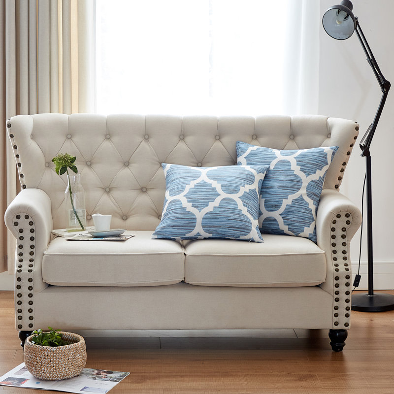 Floral Square Cushion Cover, 66cm x 66cm, Winter Sky