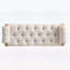 Banc rembourré en bois massif de style Mid-Century, banc de bout de lit avec accoudoirs roulés, repose-pieds capitonné classique, beige-1277687632