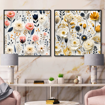 Ambrose - Ensemble de 2 collages carrés botaniques abstraits