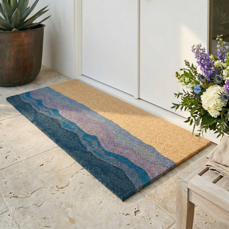 Paillasson Teshika Shades of Dawn, Shades of Sea - Blue Multi, 24" x 60" - Non Slip