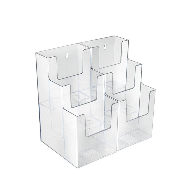 Three-Tier Six-Pocket Trifold Brochure Holder, 2-Pack