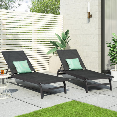 Aleysa Outdoor Metal Chaise Lounge Set