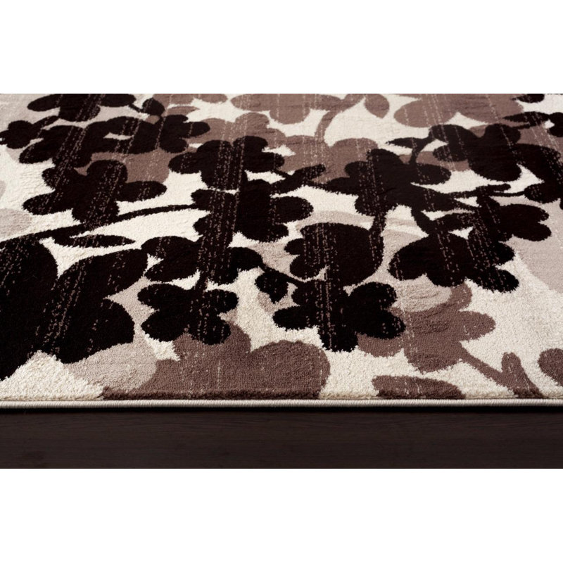 Tapis intérieur / extérieur noir / brun Alanson, Rectangle 7 pi 10 po x 10 pi 2 po