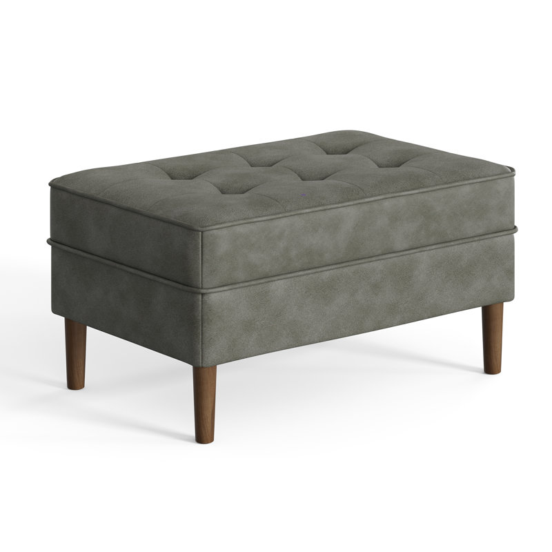 Victor Vegan Leather Ottoman, Slate Grey Vegan Leather