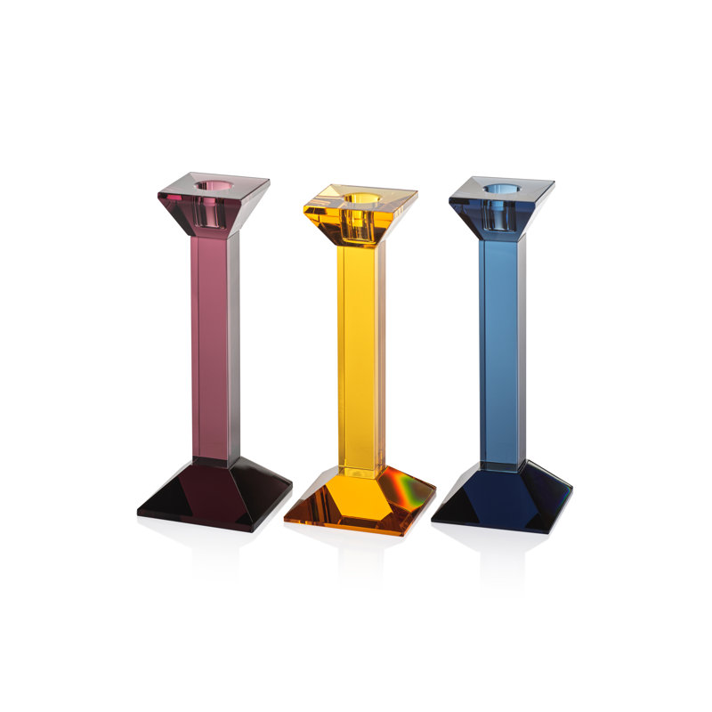 Porte-bougie caramel et cristal Carmac, Bleu foncé