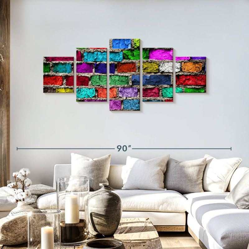 Rainbow Bricks, 30" H x 68" W