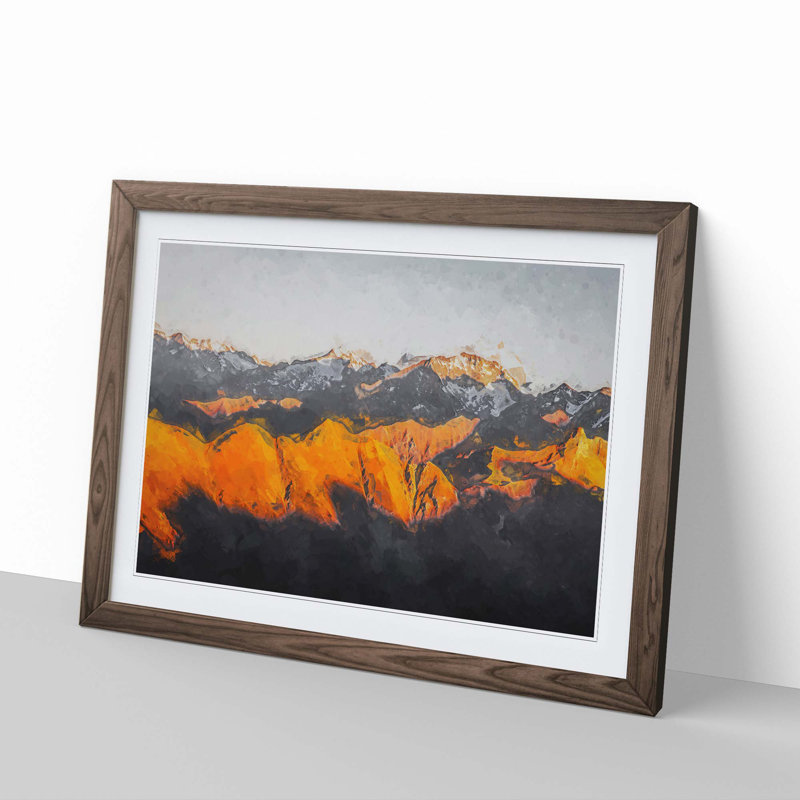 Orange Mountains in Italy in Abstract - Picture Frame Graphic Art Print, 27cm H x 36cm W x 2cm D, Walnut Framed