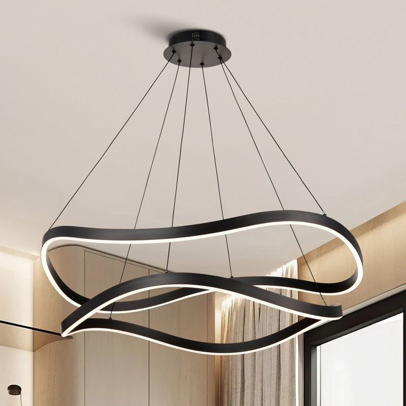 Luminaire suspendu à DEL Sylas, H 8,4 po x l 37,4 po x P 37,4 po, Noir mat