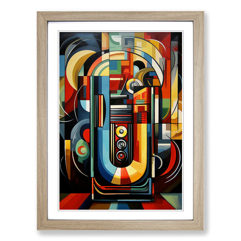 Jukebox Cubism - Framed Print, Oak , 34cm H x 25cm W x 2cm D
