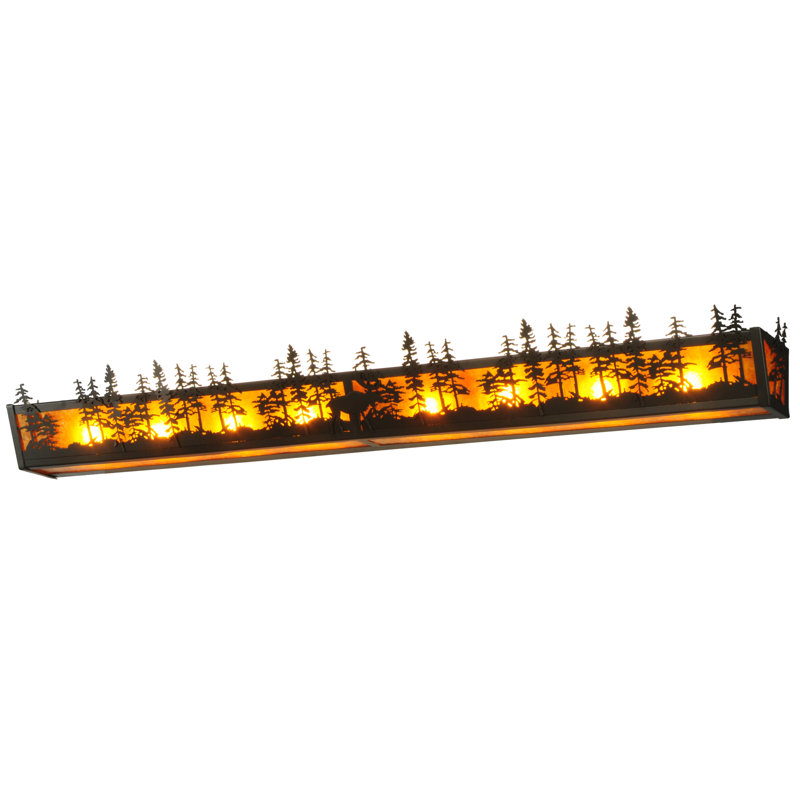 Rustic Lodge 4 - Light Bath Bar, 7" H x 36" W x 7" D, Blue/Green/Purple, Timeless Bronze