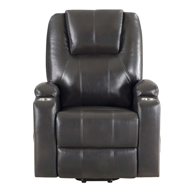 Fauteuil inclinable avec lève-personne électrique et massage, cuir bronze industriel, Métal industriel