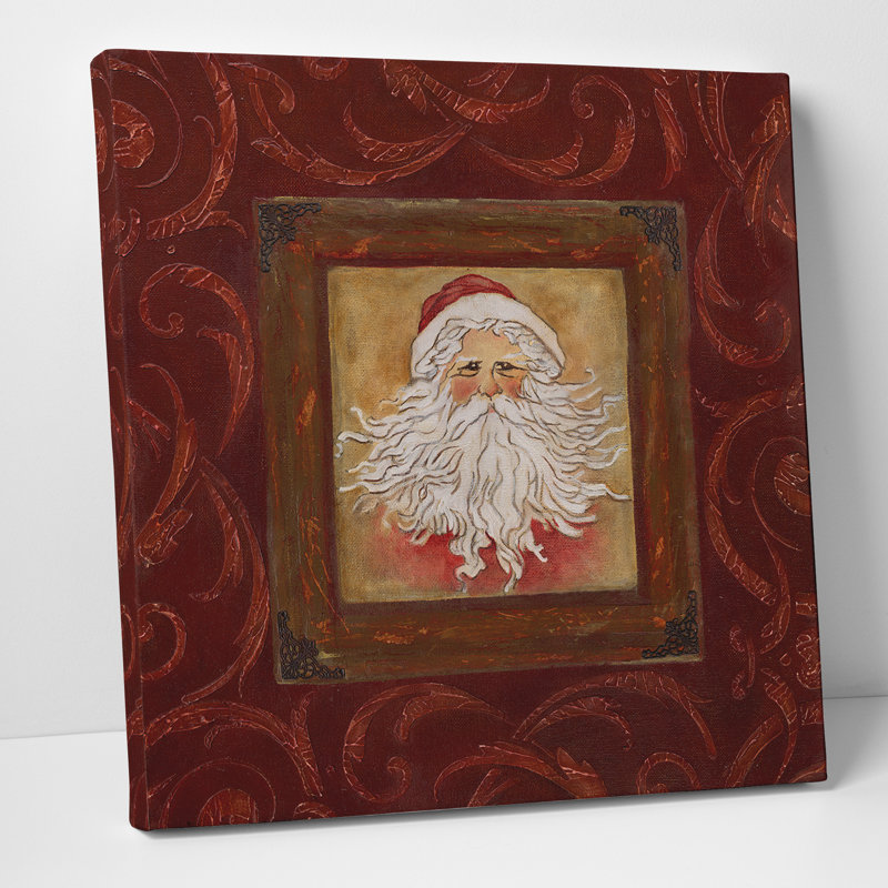 Impression de peinture «père noël» sur toile enveloppée, H 16 po x l 16 po x P 1,5 po