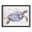 Tortue brune avec coquille mauve nageant dans des animaux de la mer, petit décor, art moderne-101376536-101376532