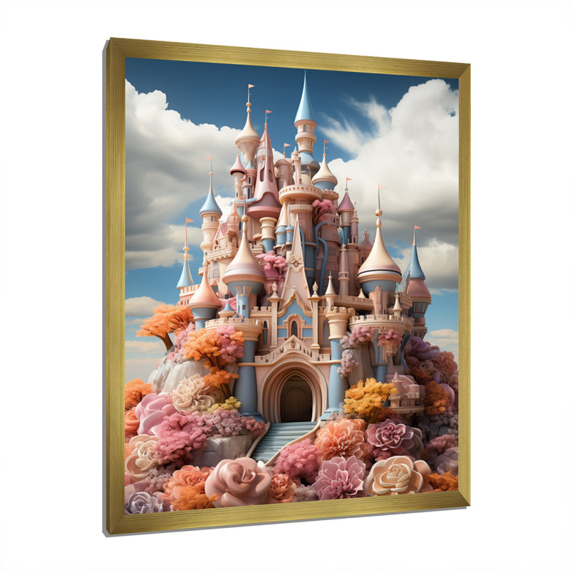 Yoselyn " Castles Whimsical Wonder Pastel IV ", 20" H x 12" W x 1" D, Gold Picture Framed