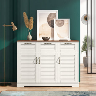 PHI VILLA Storage Cabinet with Baskets, Farmhouse Accent Cabinet Narrow  Cabinet with Shelves for Bathroom Entryway Rattan Cabinet with Drawer End