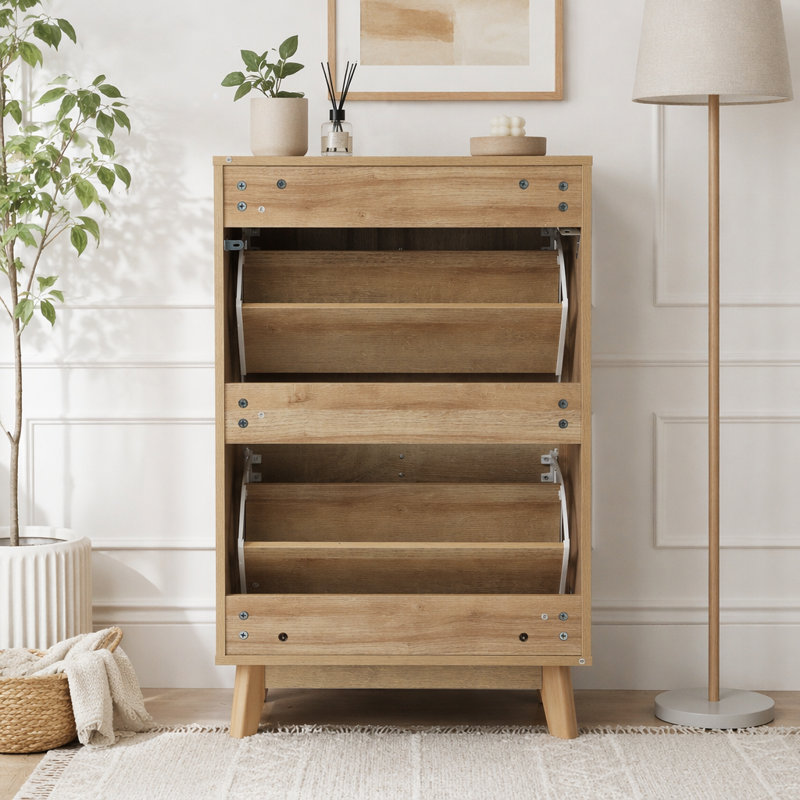 Armoire à chaussures 23,6 pouces avec rangement rabattable et style rétro