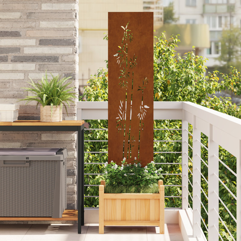 vidaXL Garden Privacy Screen Weathering Steel Partition Outdoor Decor Modern, 140cm H x 32cm W x 1.7cm D