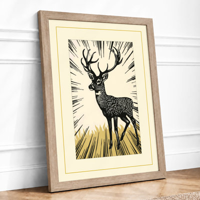 Radiant Deer Japandi - Framed Print