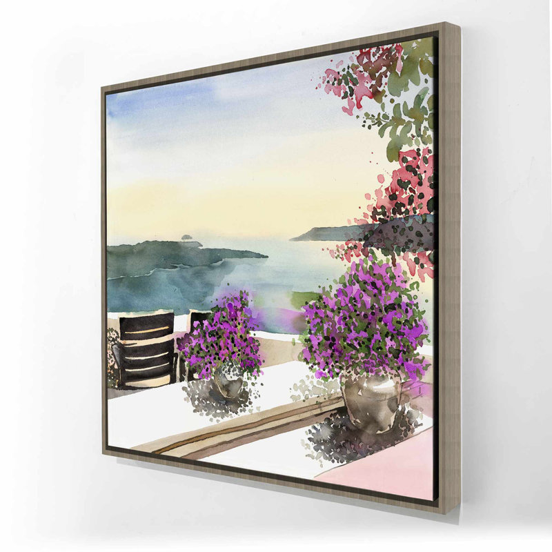 Vue sur la mer Méditerranée - Toile encadrée botanique pour chambre