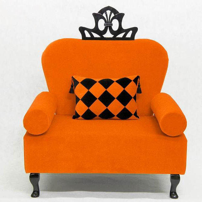 Artdeko Upholstered Armchair, Orange