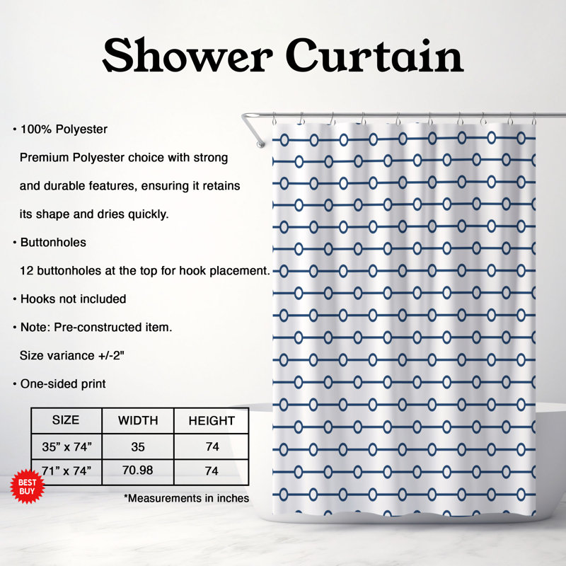 Blue Spots - Rideau de douche Premium, H 74 po x l 71 po