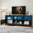 Farmhouse TV Stand For Up To 80 Inch Tvs With LED Lights, Storage Cabinets, Open Shelves & Adjustable Shelf-114316086